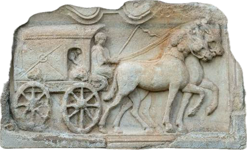 Stone relief of a Roman courier carriage
